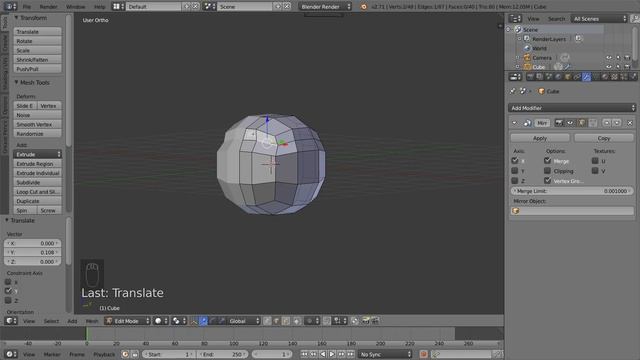 Blender 2.7 Tutorial #7 : The Mirror Modifier смотреть онлайн