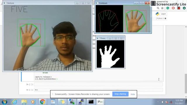 Hand Gesture Recognition : OpenCV + Python (Code Available) смотреть онлайн