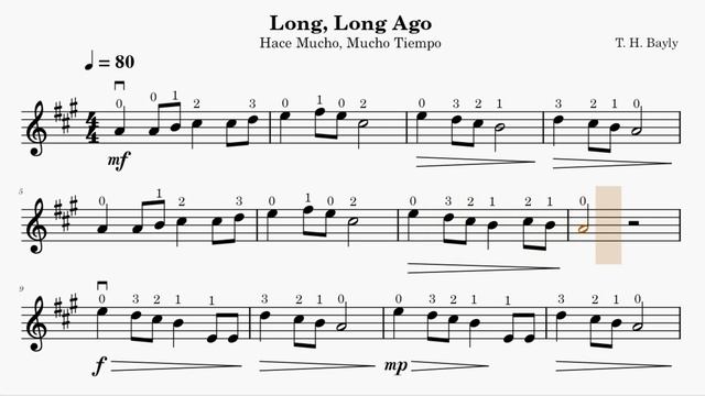 ? 07. Long, Long Ago / Hace Mucho, Mucho Tiempo -  Suzuki 1 - Partitura Violín