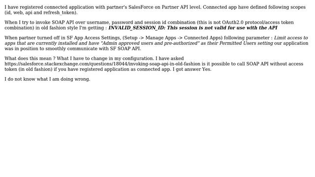 INVALID_SESSION_ID: This session is not valid for use with the API, when calling SOAP API in old... смотреть онлайн