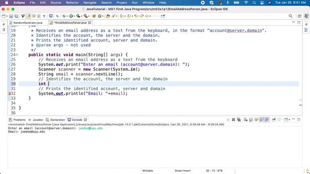 Java M03GA1P1 Email Address Parser смотреть онлайн