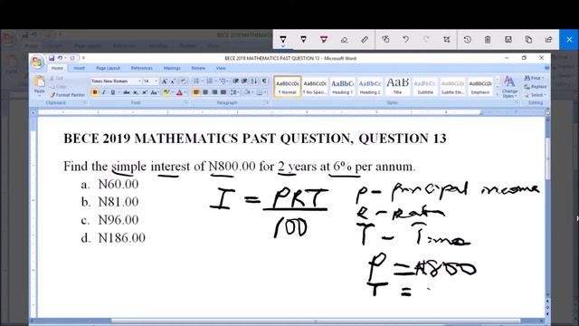 BECE 2019 MATHEMATICS PAST QUESTION 13 SIMPLE INTEREST смотреть онлайн