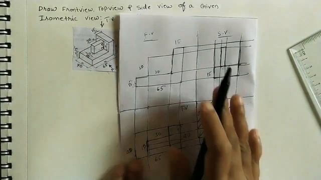 Converting Isometric View to Orthographic view(First angel Method) //Engg. Graphics // Drawing смотреть онлайн