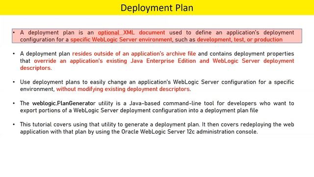 Weblogic Server Deployment - Understand Deployment Plan with Example смотреть онлайн