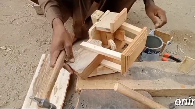 Amazing Work To Make Mini Tractor Trolley Frisha From Wood !diy Wooden Tractors