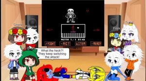 UNDERTALE & UNDERSWAP (and SS.Chara) react to «Bad Time Trio NO HIT (EXTREME MODE)» | Gacha Reactio