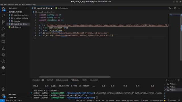 How to write data from a NetCDF file to a CSV or XLSX/Excel file (NetCDF in Python #03) смотреть онлайн