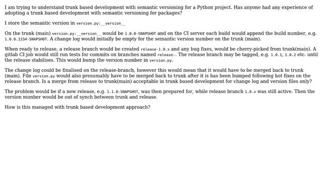 Using semantic version with trunk based development for Python package смотреть онлайн
