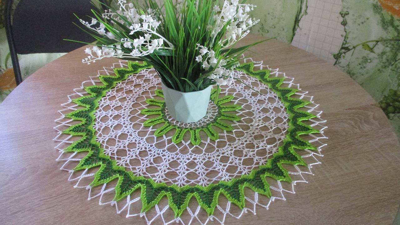 Трехцветная салфетка крючком - мастер класс. Часть 1 смотреть онлайн