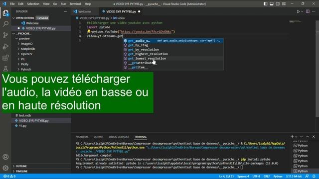 Télécharger des vidéos YouTube avec python : Pytube le test смотреть онлайн