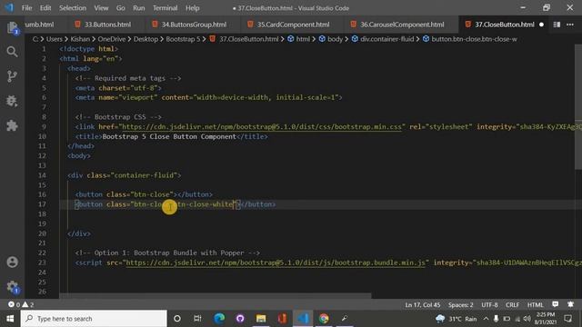 Bootstrap 5 close button component. смотреть онлайн