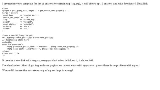 Wordpress: /tag/tag_name/page/2 gives a 404 error смотреть онлайн
