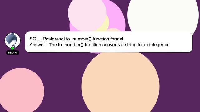 SQL : Postgresql to_number() function format смотреть онлайн