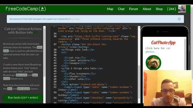 Call out Optional Actions with Button Info, freeCodeCamp Bootstrap Review, lesson 7 смотреть онлайн