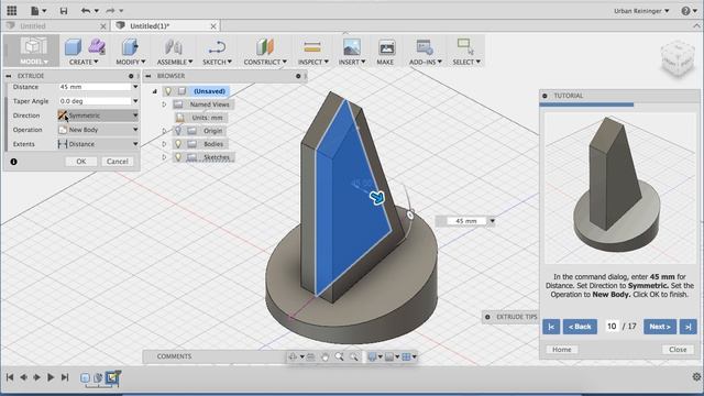 Autodesk Fusion 360 - Tutorial 1: Basic Design Step-by-Step tutorials смотреть онлайн