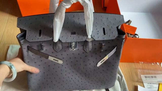 Hermes Birkin Ostrich skin Big Handbags Bag come with original box all details unboxing Review смотреть онлайн