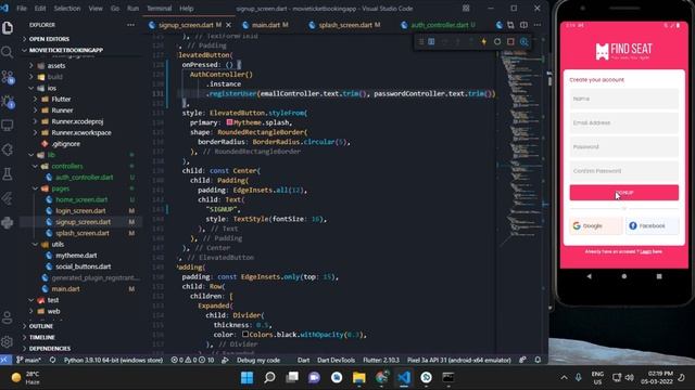 Flutter Tutorial: Movie Booking App | GetX | Firebase | Login and Sign Up | Google Login | Part 2 смотреть онлайн