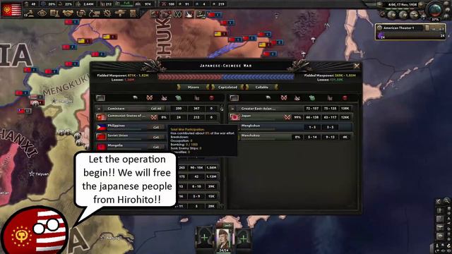 Communist USA With Countryballs(Hoi4 - Part 1)(gameplay Timelapse)