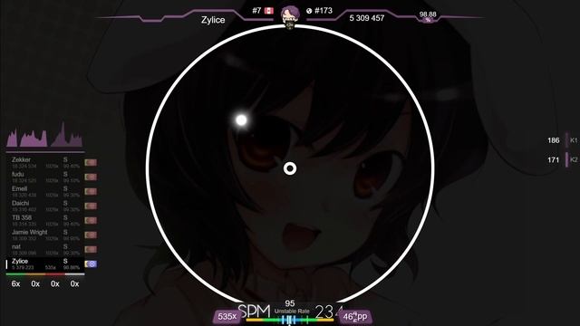 Zylice | IOSYS - Usatei 2011 [Ozzy's Extra] +HDDT 98.3% {#1 703pp FC} - osu! смотреть онлайн
