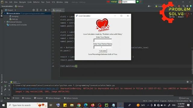love calculator using python | python beginner project | python project | problem solve with ridoy смотреть онлайн