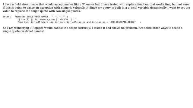 Databases: Scape single quote in dynamic query Oracle смотреть онлайн