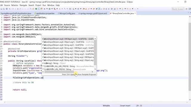 SpringData MongoDB GridFsTemplate to save/retrieve/delete binary file | Java Techie смотреть онлайн