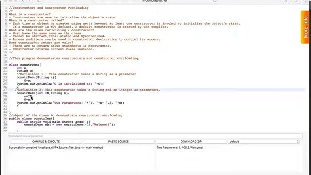 2. Sample JAVA program - Constructor & Constructor Overloading смотреть онлайн
