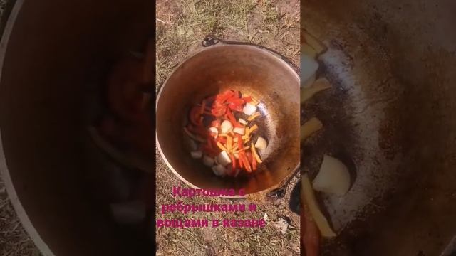 Ароматная картошка в казане со свиными ребрышками и овощами, с дымком ❤️