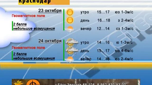 ПОГОДА 23 24 окт Ейск Краснодар Ростов смотреть онлайн