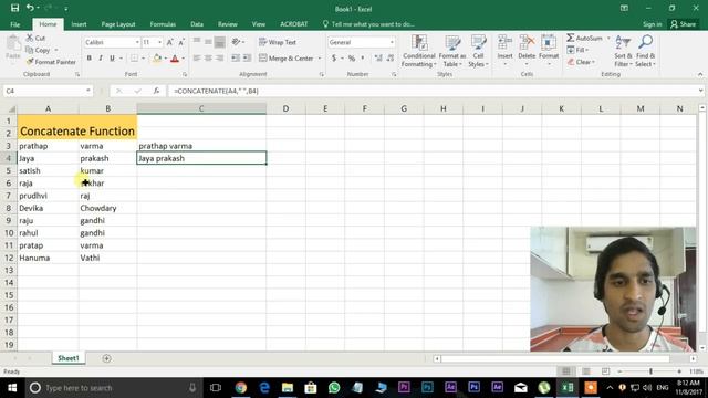Ms Excel Formulas in Telugu | Class - 35 |?| Concatenate Function смотреть онлайн