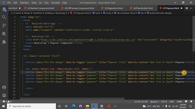 Bootstrap 5 popover component. смотреть онлайн