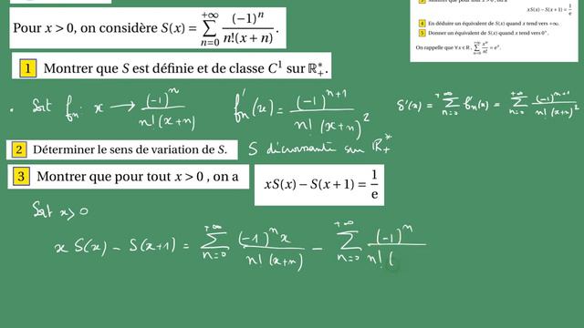 Série de fonctions- Dérivée Equivalents - fn(x)=(-1)^n/n!(x+n) смотреть онлайн