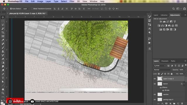 Landscape Architecture Plan And Section In Photoshop