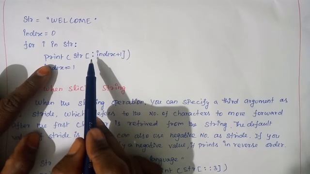 String slicing[ ] and stride operator in Python Language in Tamil смотреть онлайн