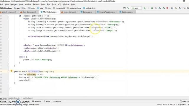 35. Android Studio Untuk Siswa SMK - Android SQLIte Database - 10 - Android SQL Delete смотреть онлайн