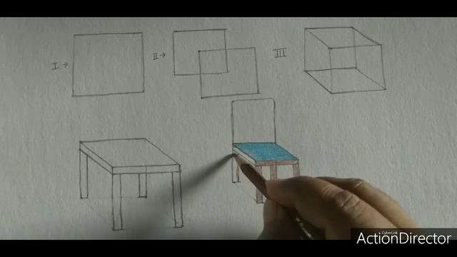 How to draw table and chair with basic shapes || tutorial video || смотреть онлайн