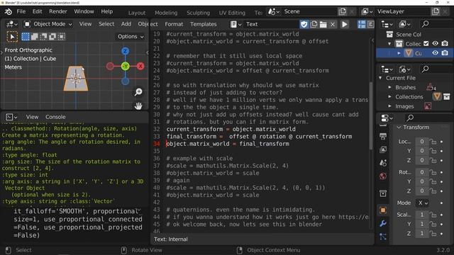 bpy tutorial: how to translate an object using matrices смотреть онлайн