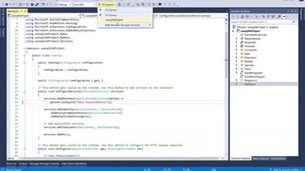 How to Create Sqlite Database in ASP.NET CORE