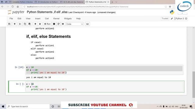 Python Statements if ,elif,else -Complete Python Course lecture 7 (all basic statements) in Hindi смотреть онлайн
