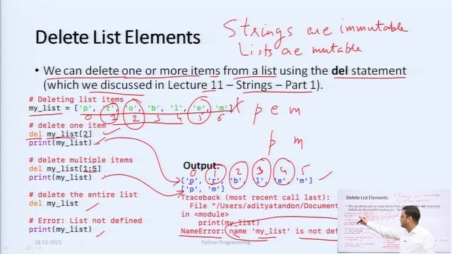 Python Lists Part – 2 | Delete Elements in python | Python Programming @c4yourselfyt смотреть онлайн
