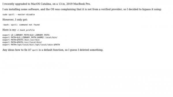 Apple: spctl: command not found