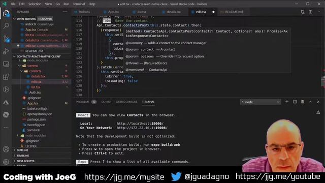 Coding with JoeG - Contacts Application - React Native Client - Editing Contact смотреть онлайн