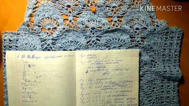 Ажурная кофта крючком. + Схема. Часть 2. Пройма для рукавов и горловина крючком. смотреть онлайн