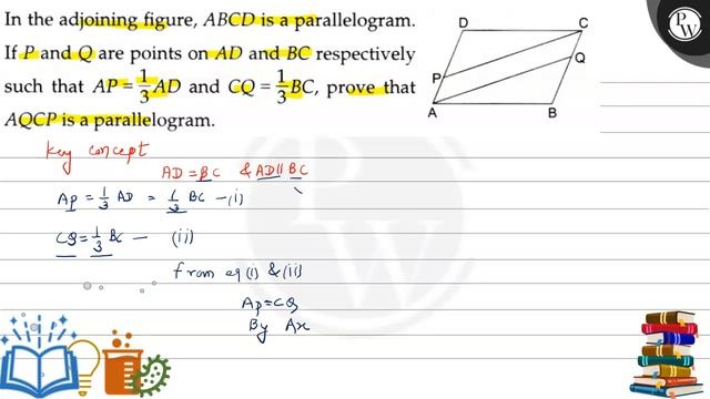 In the adjoining figure, A B C D is a parallelogram. Ifand Q are points on A D and B C respective.. смотреть онлайн