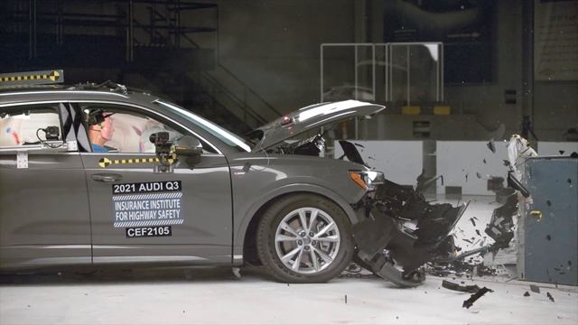 2021 Audi Q3 updated moderate overlap front IIHS crash test смотреть онлайн