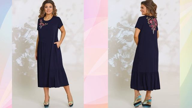 КРАСИВЫЕ СИНИЕ ПЛАТЬЯ ⭐ Платья синего цвета для дам 50-60 лет смотреть онлайн