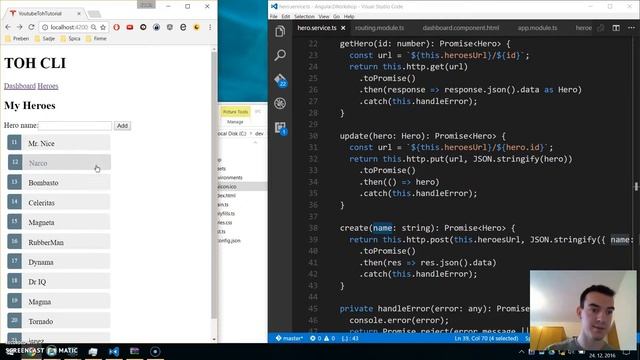 Angular 2 (CLI) Tour of heroes - HTTP(promises - part 2) смотреть онлайн