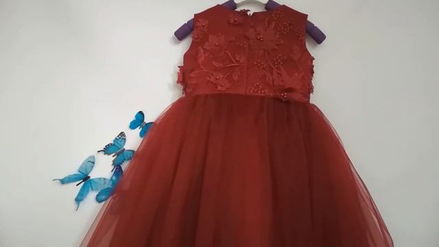Кружевное бордовое нарядное платье на девочку. Burgundy Lace Flower Girl Dress