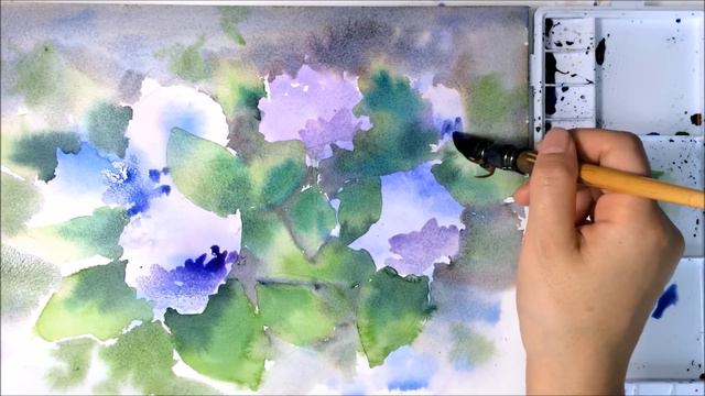 【HOW TO WATERCOLOR 26】Tutorial for Beginners/【初心者のための水彩画講座 26 】紫陽花/描き方/花 смотреть онлайн