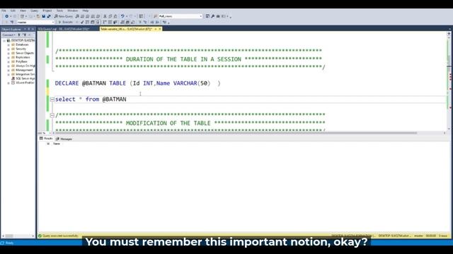 The variable table | SQL server смотреть онлайн